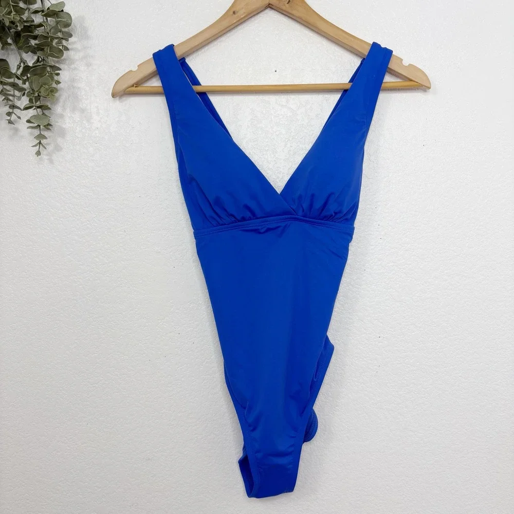 Shade & Shore Blue One Piece Swimsuit Criss Cross Back New with Tags S‎